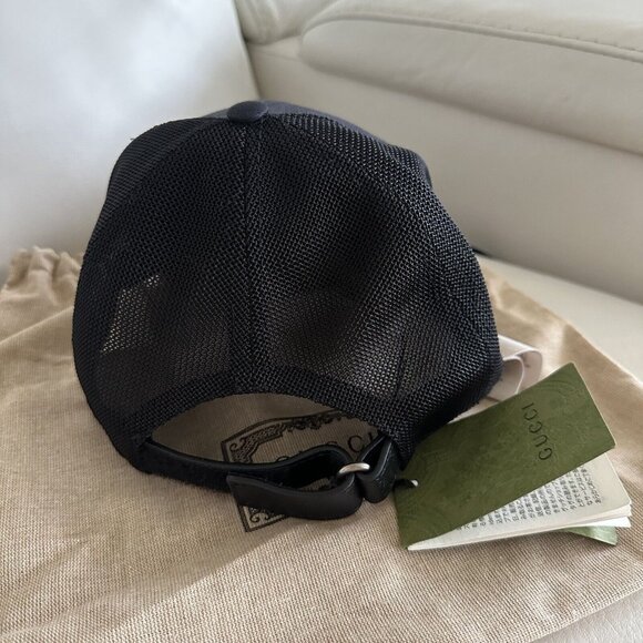 NWT GUCCI BASEBALL CAP BLACK RED SIZE XS Logo Hat Unisex - Picture 10 of 11